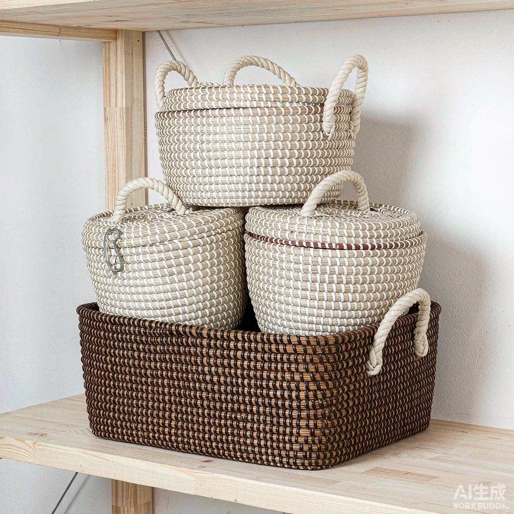 HavenDaily woven storage baskets on a shelf